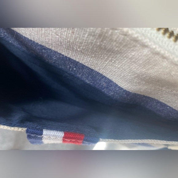 Tommy Hilfiger Canvas Crossbody/Shoulder Purse, Blue/Beige Striped, Adjustable - Picture 5 of 9